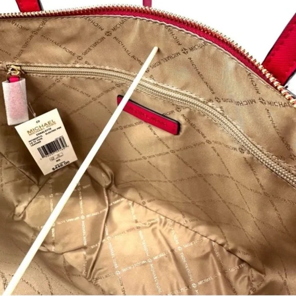 Michael Kors Large Charlotte Tote Bag & MD Bifold Zip Chain Wallet Electric Pink - Picture 10 of 14